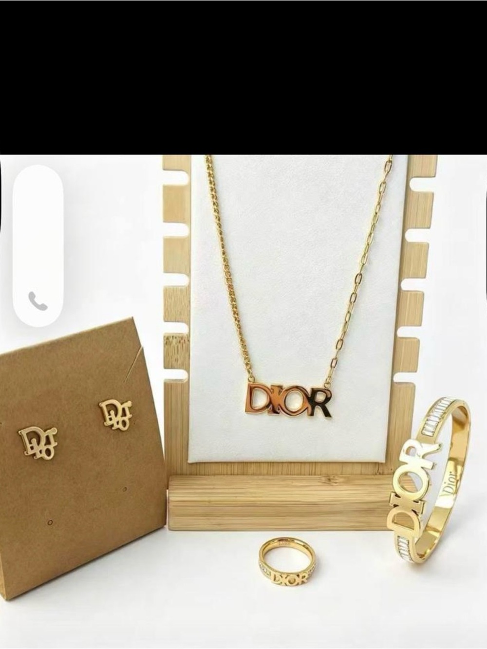 Gold-Tone plated  Logo Jewelry Set — Necklace, Ring, Earrings, Bracelet New WOT